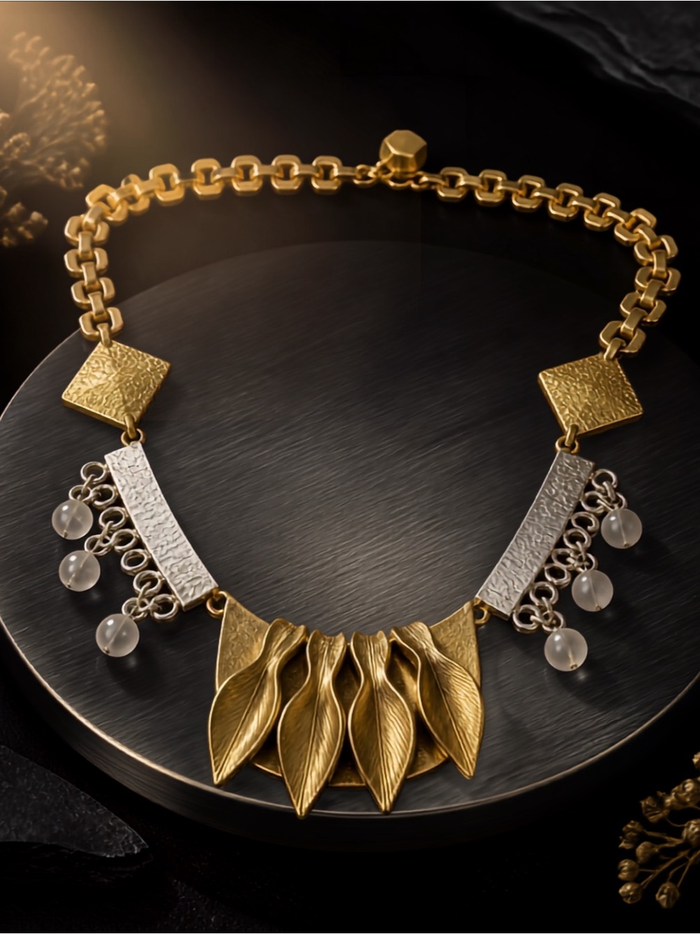 Vintage Marjorie Baer SF Mixed Metal Statement Necklace 1757